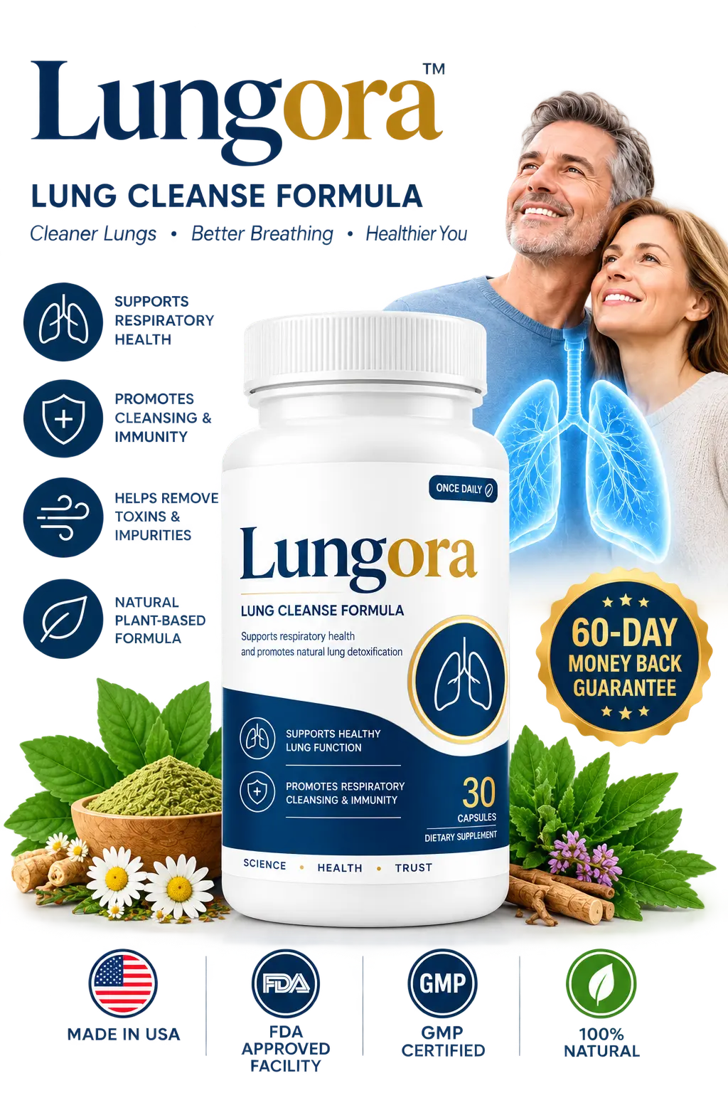Lungora Daily Respiratory Wellness Support Supplement